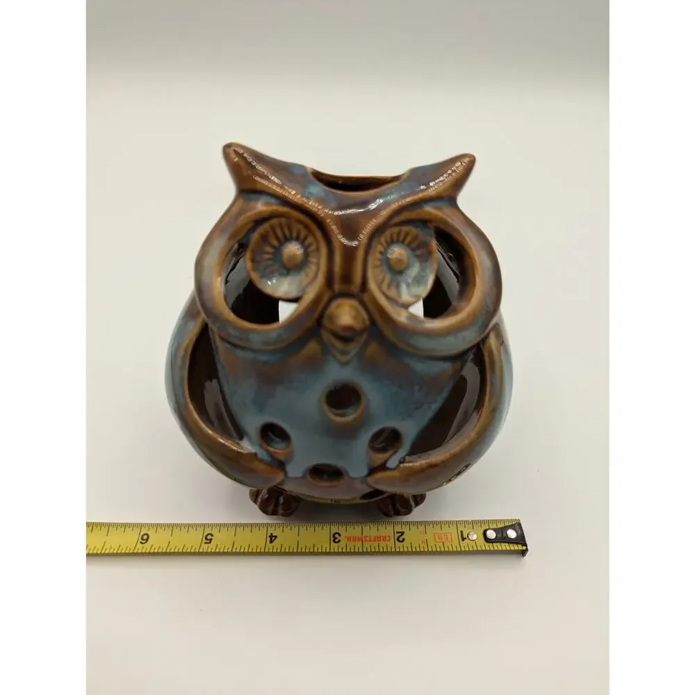Pier 1 Imports Ceramic Glazed Owl Tealight Votive Candle Holder 5